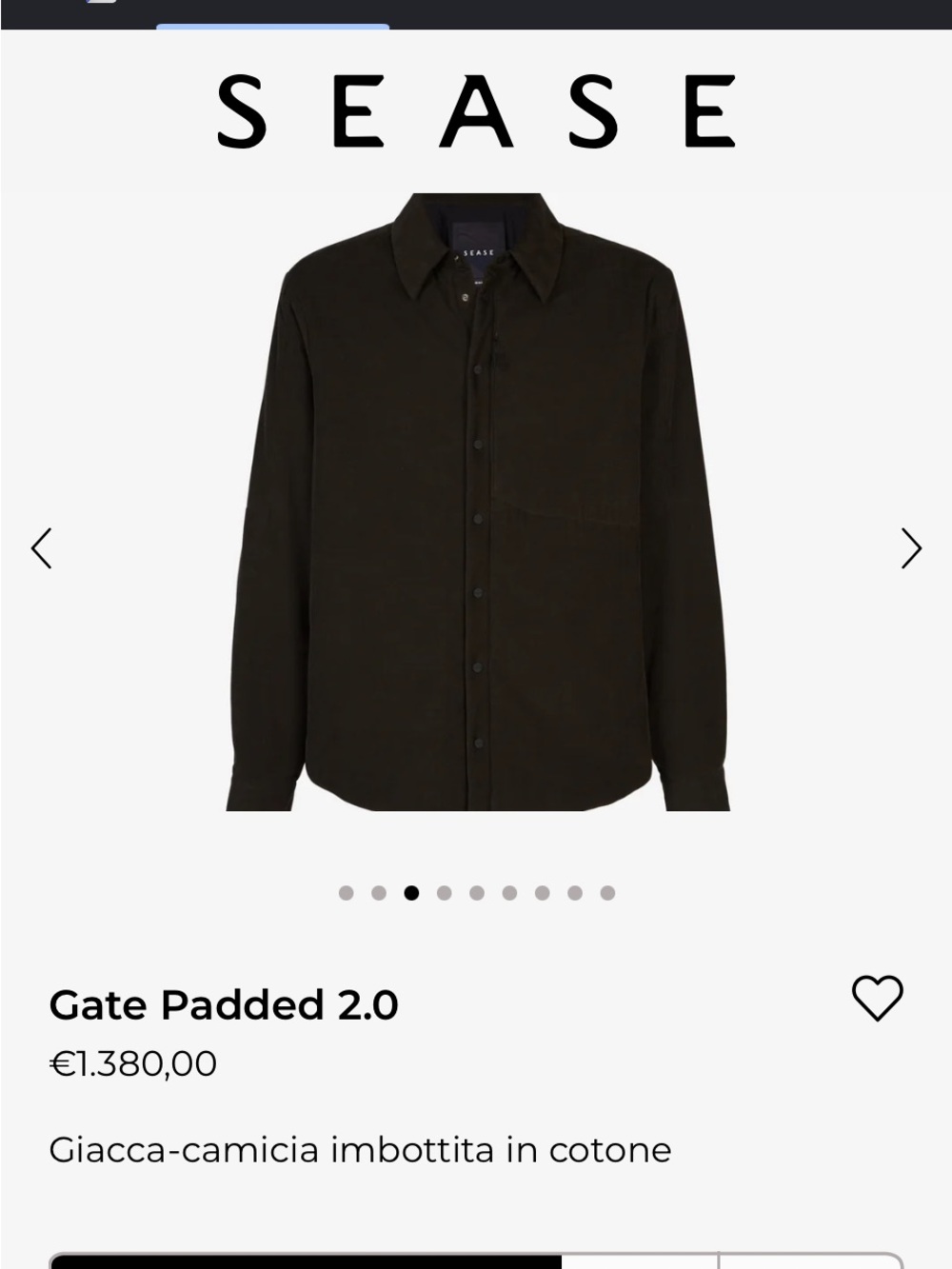 Sease Men’s Gate Padded Navy 54  shirt jacket, Sz XXL, made in Italy